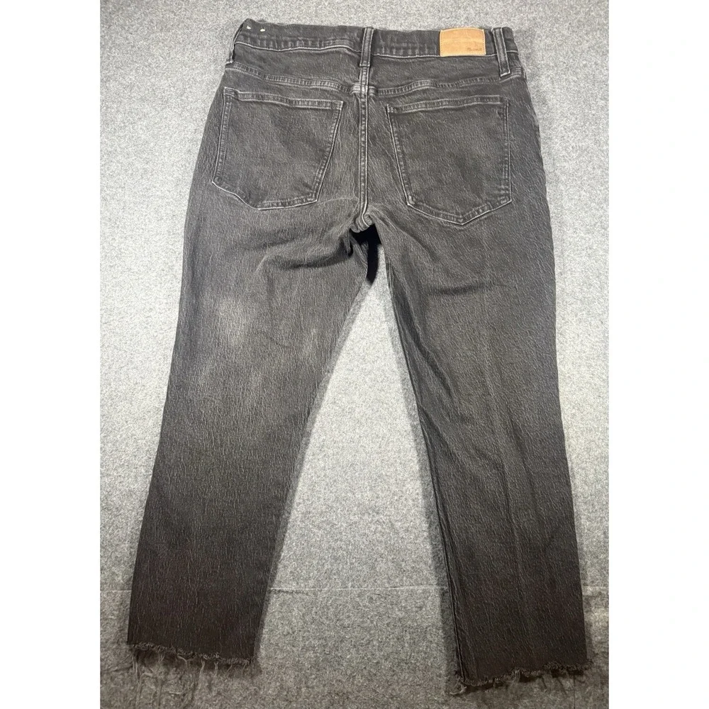 Madewell Black Faded Denim Jeans with Raw Frayed Hem